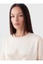 Two Mt Shop Quality Lcw Everyday Beige Printed Oversize Women's Sweatshirt Tunic - 3