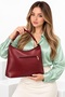 Women's Soft Textured Faux Leather Handbag – Single Compartment, Small Zippered Pocket, Casual Stylish Burgundy Bag - 5