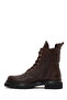 Women's Brown Lace-Up Zippered Leather Boots Wf400002Df - 3