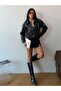 Women's Faux Leather Coat - 8