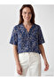 Alita City Lcw Grace Navy Blue Floral Collar Short Sleeve Women's Blouse with a Difference