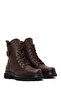 Women's Brown Lace-Up Zippered Leather Boots Wf400002Df - 2