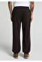 Relaxed Fit Mid Waist Plain Men's Brown Sweatpants - 2