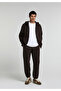 Relaxed Fit Mid Waist Plain Men's Brown Sweatpants - 3