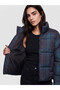Alita City Lcw Vision Navy Blue High Collar Plaid Women's Puffer Coat - 4