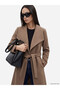 Two Mt Shop Quality Lcw Everyday Brown Double-Breasted Collared Belted Women's Coat - 2