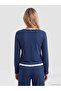 Two Mt Shop Quality Lcw Dream Indigo Plain Long Sleeve Women's Pajama Set - 4