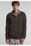 Regular Fit High Collar Plain Men's Brown Sweatshirt