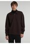 Relaxed Fit Polo Collar Plain Men's Brown Sweatshirt