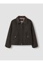 Khaki Leather Look Collared Water Repellent Jacket for Girls - 2