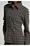 Slim Fit Shirt Neck Checked Women's Gray Long Sleeve Shirt - 4