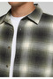 Regular Fit Shirt Neck Plaid Men's Green Long Sleeve Shirt - 4