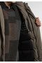 Regular Fit Stand Collar Zippered Lined Men's Brown Coat - 5