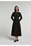 Regular Fit Printed Women's Brown Long Sleeve Dress - 3