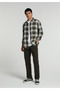 Regular Fit Shirt Neck Plaid Men's Green Long Sleeve Shirt - 3