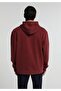 Relaxed Fit Hooded Plain Men's Burgundy Sweatshirt - 2
