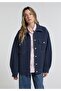 Regular Fit Polo Collar Plain Women's Navy Blue Cardigan - 4
