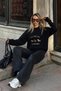 Black Color Life Embroidered Crew Neck Women's Knitwear Sweater - 3
