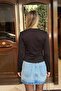 Black Desh Asymmetrical Women's Modal Blouse with Waist Accessory - 5