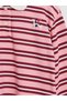 Peak New Season Pink Polo Collar Striped Girls' Dress. - 5