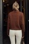 Brown Stand Collar Reversible Zipper Women's Knitwear Short Cardigan - 5