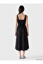 Two Mt Shop Quality Xside Black Plain Narrow & Slim Square Neck Midi Dress - 4