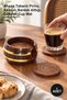 1 Piece Brass Round Wooden Coaster – Brass Accented Coaster with Wooden Base, Coaster Cup Mat