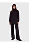 Two Mt Shop Quality Lcw Modest Black Interlock Plain Oversize Women's Sweatshirt Tunic - 2