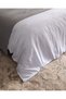 Orient King Size Cotton Linen Border Duvet Cover & Runner & Throw Pillow Set - White/Grey - 4