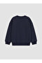Two Mt Shop Quality Navy Blue Combed Cotton Printed Loose & Baggy Boys' Sweatshirt - 3