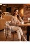 Women's Striped Pearl Button V-Neck Long Sleeve Knitwear Cardigan - 4