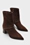 Ashlen Metal Accessory Pointed Toe Thick Heeled Zippered Stylish Boots