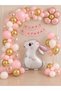 Party Rabbit Birthday Balloon Set |   Pink Gold Daisy Foil Balloon |   Happy Birthday Banner |   38 Pieces
