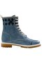 Women's Vegan Leather Blue Long Boots - Dooking Around Blue Design - 4