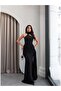 Asymmetrical Collar Draped Maxi Dress