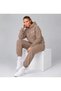 Women's Brown Hooded Kangaroo Pocket Tracksuit Set Oversize Mink Jogger - 2