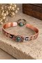 Women's Copper Ring Bracelet Handcrafted Pure Copper Oval Green Agate Stone Natural Stone Women's Copper Adjustable Bracelet