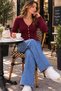 New Season Premium Quality Soft Textured V-Neck Gold Buttoned Women's Knitwear Cardigan - 3