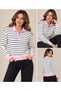 Women's Half Zipper Striped Knitwear Sweater - 3