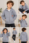 Boy's 3 Thread Hooded Zippered Sweatshirt – Printed Sports Model - 3