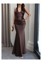 Halter Neck Sequined Maxi Dress - 3