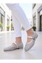 Ceylan 3501 Silver Straw Knit Women's Ballerina Flats - 3