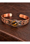Women's copper bangle bracelet - handcrafted pure copper round tiger's eye stone natural gemstone adjustable copper bracelet