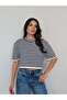 High Collar Striped Knitwear Blouse - 4