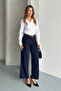 Maxi Pleated Belted High Waist Palazzo Trousers - 4