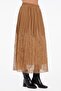 Women's Pleated Detailed Design Long Skirt with Elastic Waist and Lining - 2