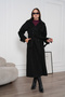 Women's Double-Breasted Belted Long Cashmere Coat with Epaulettes and Buttons - 7