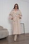 Women's Double-Breasted Belted Long Cashmere Coat with Epaulettes and Buttons - 3