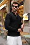 Black Polo Neck Slim Fit Men's Knitwear Sweater E7527 - 4