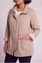 Zebra Lining Detailed Plus Size Cotton Trench Coat Beige - 3